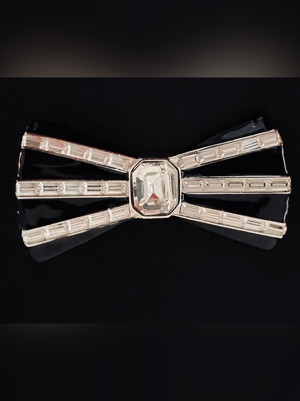 #256 RARE Vintage Givenchy Silver-tone Art Deco Revival Bow Brooch